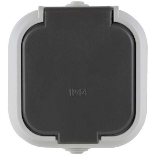 REV Aufputz Steckdose IP44 Grau Feuchtraum Außen Klappdeckel 16A 0510216777