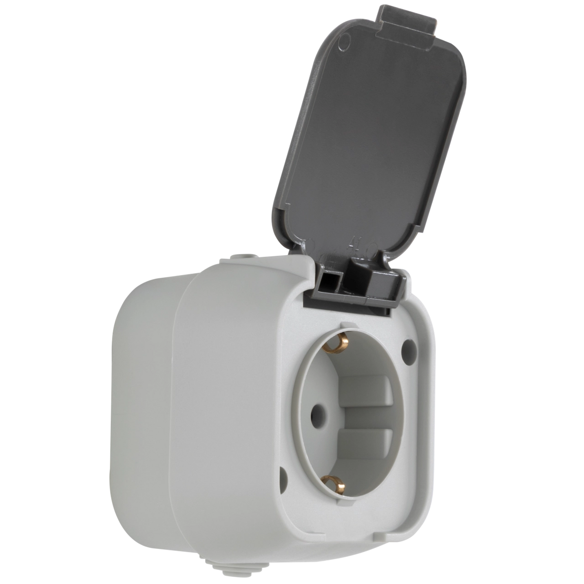 REV Aufputz Steckdose IP44 Grau Feuchtraum Außen Klappdeckel 16A 0510216777