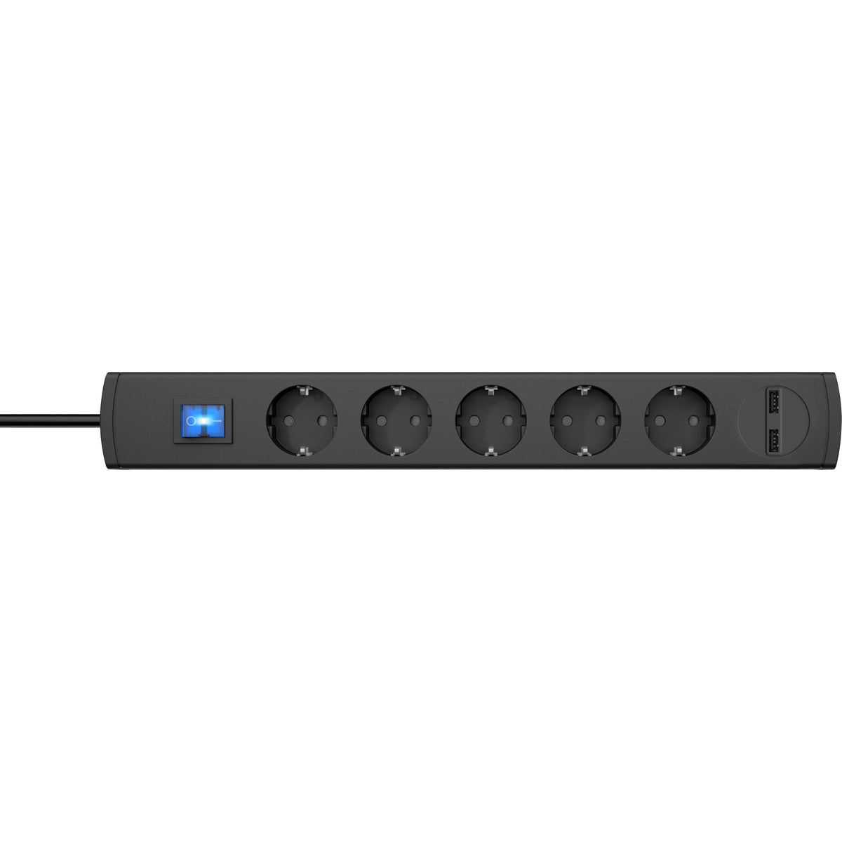 Kopp DUOversal® plus 5-/10-fach Steckdosenleiste 1,4m mit doppelten Steckplätzen + 2x USB-Anschluss + Schalter + Berührungsschutz + großer Abstand + anschraubbar I Anthrazit – 234905003