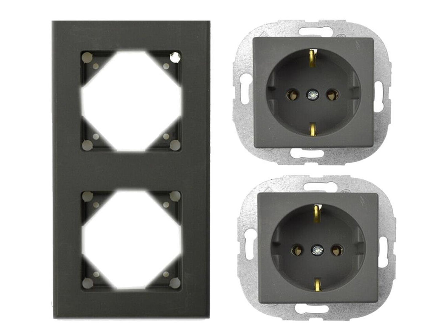3er Set REV Ritter 2-Fach Rahmen + 2x Schutzkontakt Steckdosen