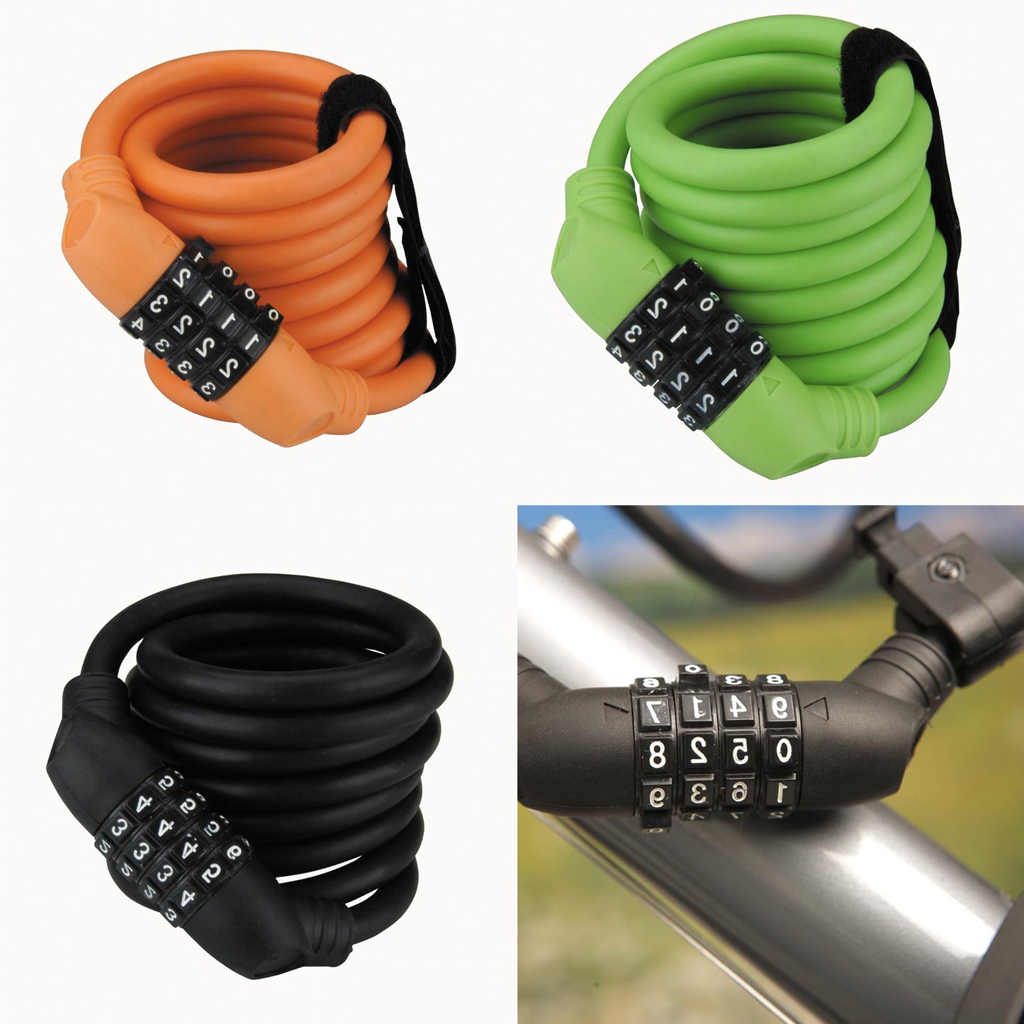 Profex Schloss Spiralschloss Soft, schwarz, grün, orange, 65873