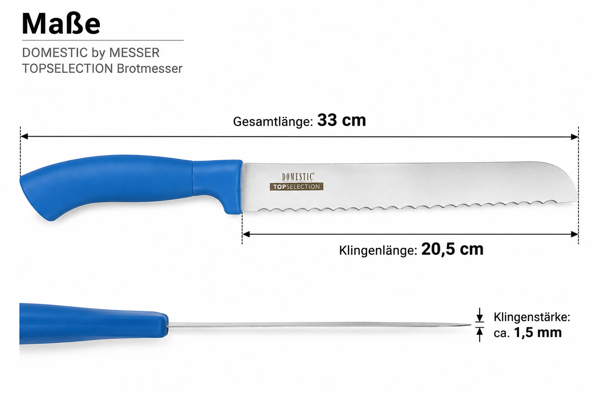 Domestic by Messer Topselection Brotmesser 33 cm Wellenschliff Blau