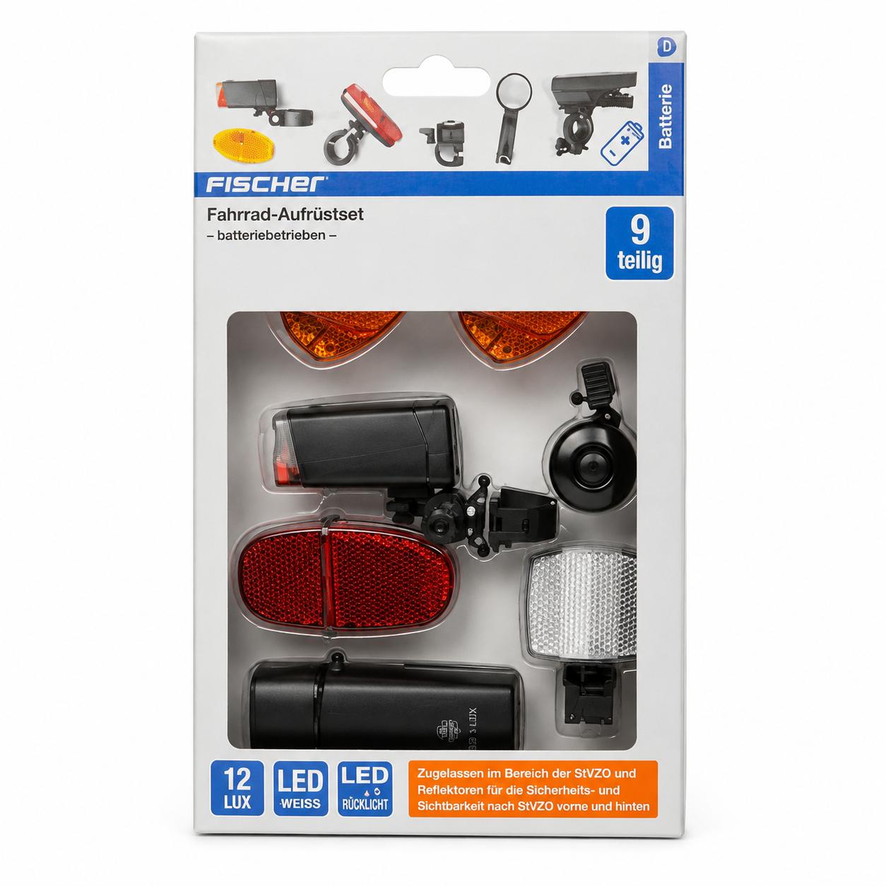 Fischer Fahrrad Aufrüstset 9-tlg batteriebetrieben