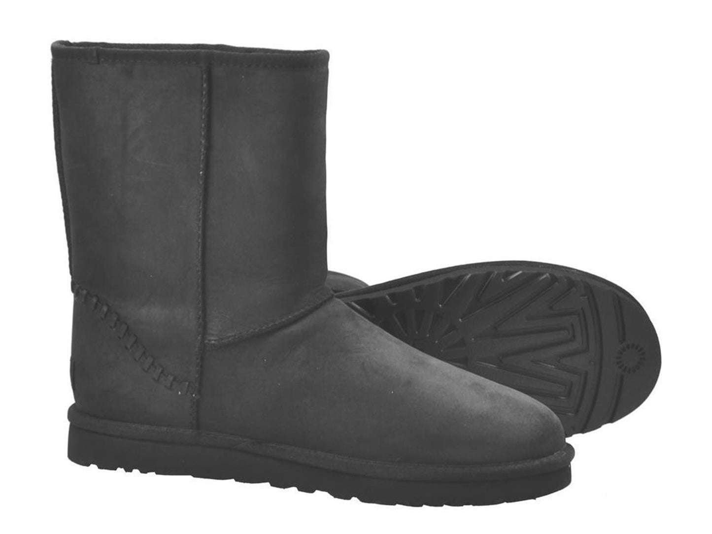 UGG - Klassisch kurz mit Verzierung Unisex Erwachsene Schwarz (Black Leather), 43 EU