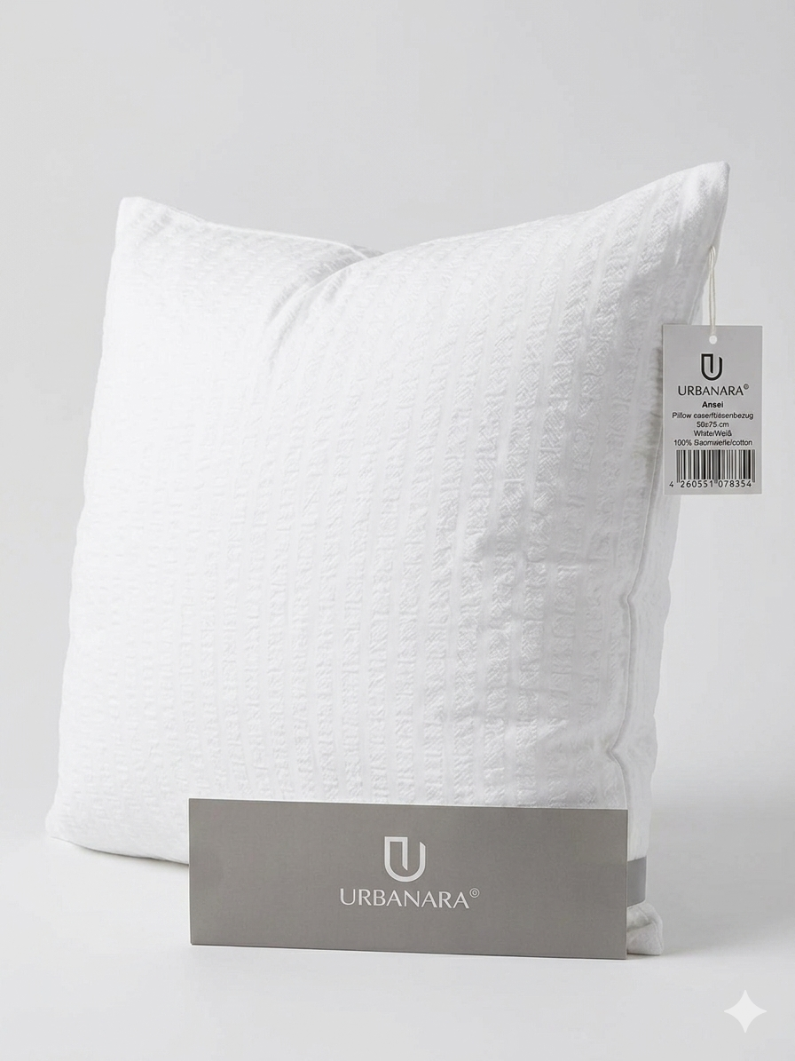 Urbanara Ansei Kissenbezug 50x75 cm 100% Baumwolle Weiß