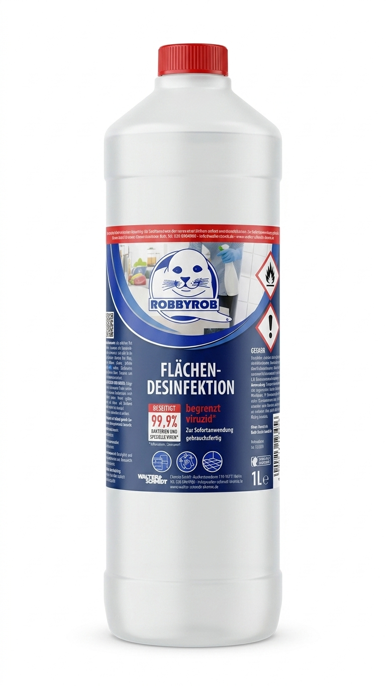 Universalreiniger Flächen Desinfektion 1L 2er Pack (2 Liter) | Gebrauchsfertig, ROBBYROB Begrenzt Viruzid & Bakterizid Beseitigt 99,9%