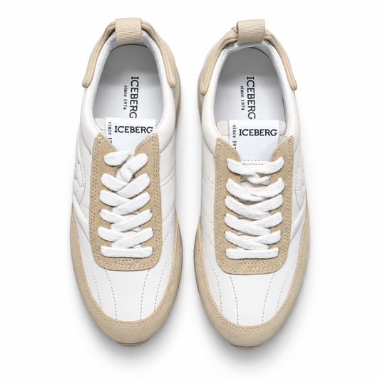 ICEBERG Damen Sneaker Gr. 37 Weiß Beige Designer Schuhe Low Top