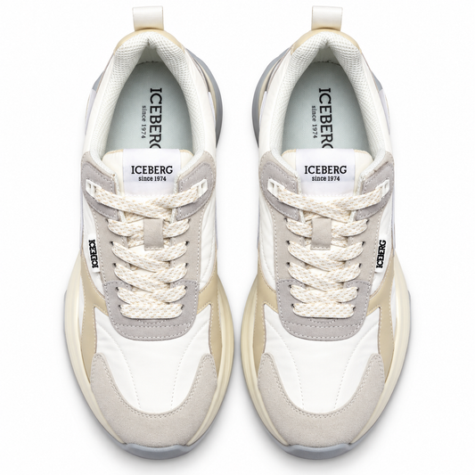 ICEBERG Sneaker Damen Herren Chunky Schuhe Beige Weiß Grau