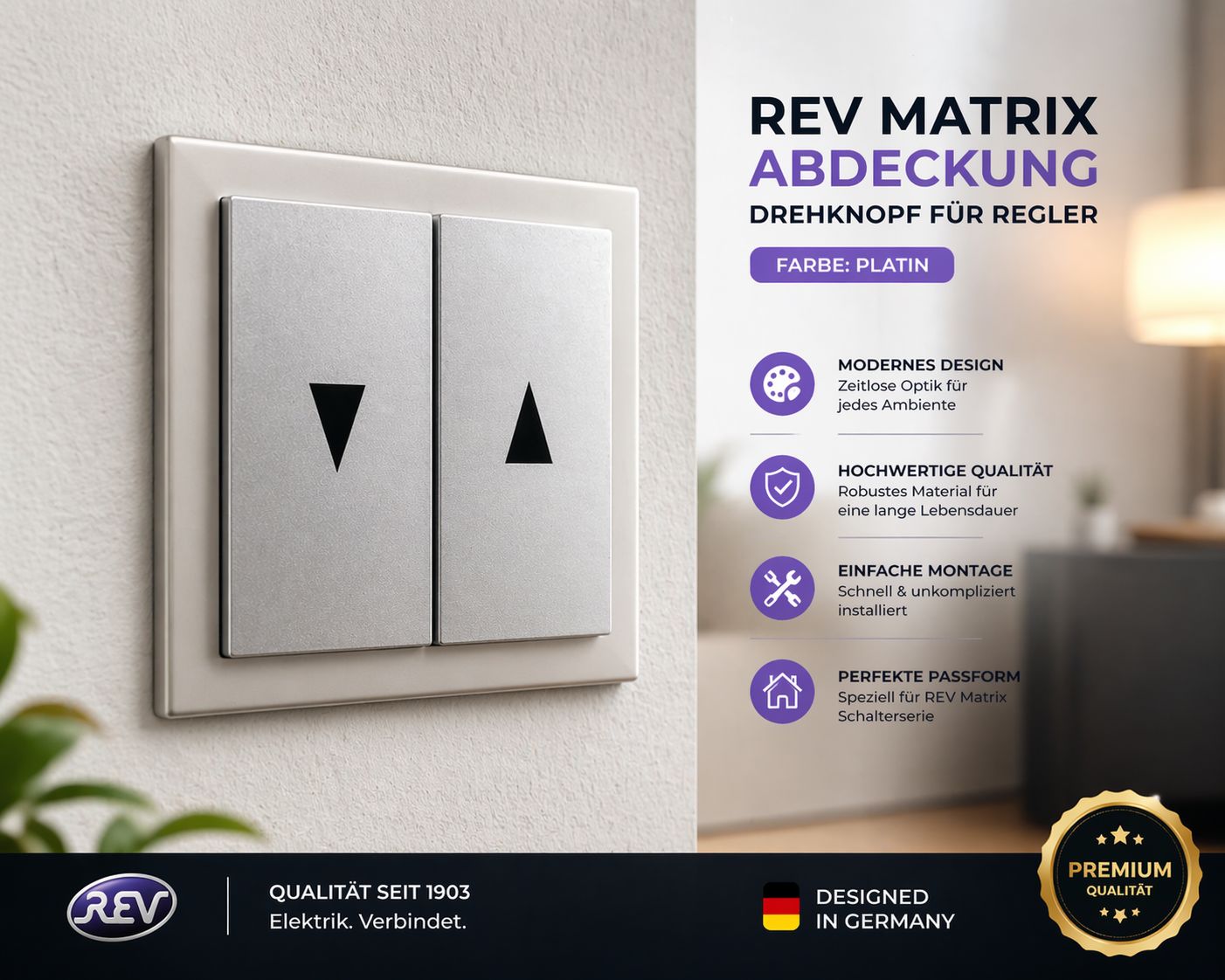 REV Optima Abdeckung für Jalousieschalter Metall