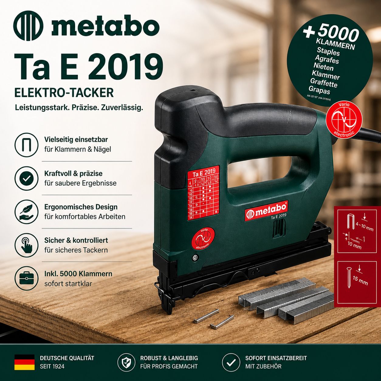 Metabo Tacker Ta E 2019 inkl. 5000 Klammern