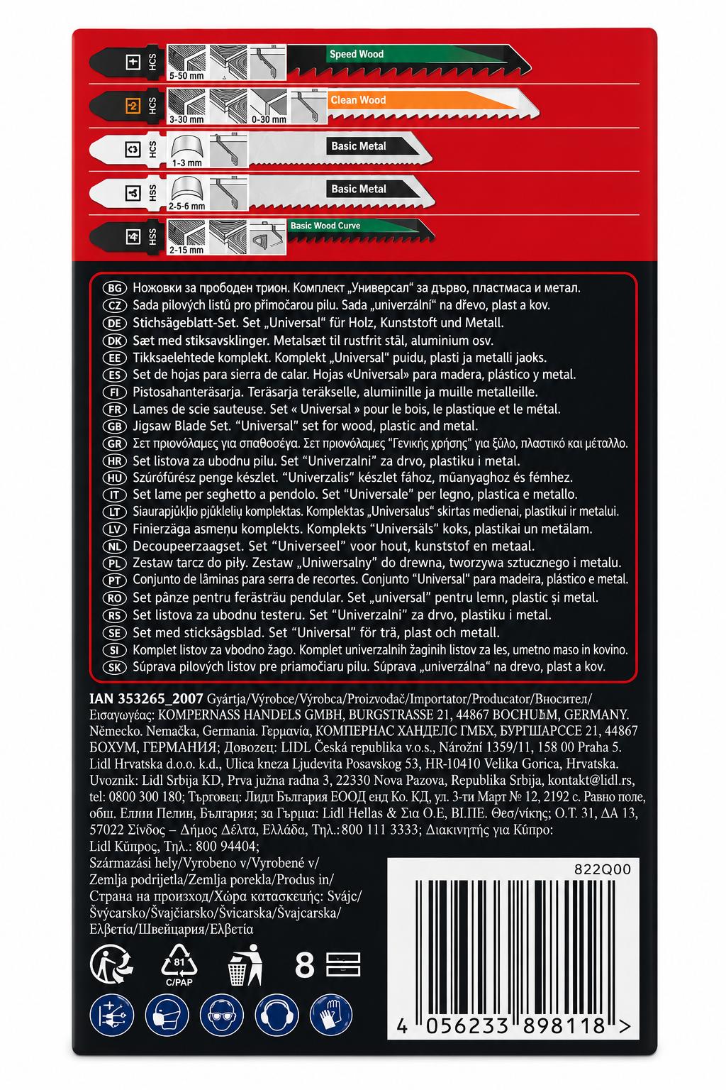 PARKSIDE® Stichsägeblatt-Set » PSTZ 3 A1«, 5-teilig
Universal