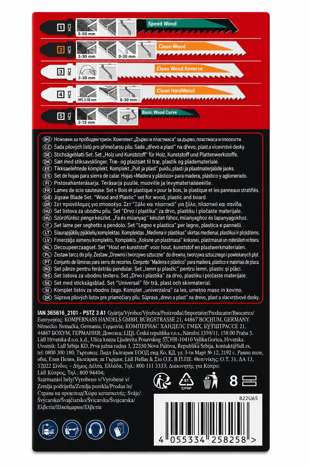 PARKSIDE® Stichsägeblatt-Set » PSTZ 3 A1«, 5-teilig
Holz und Kunststoff