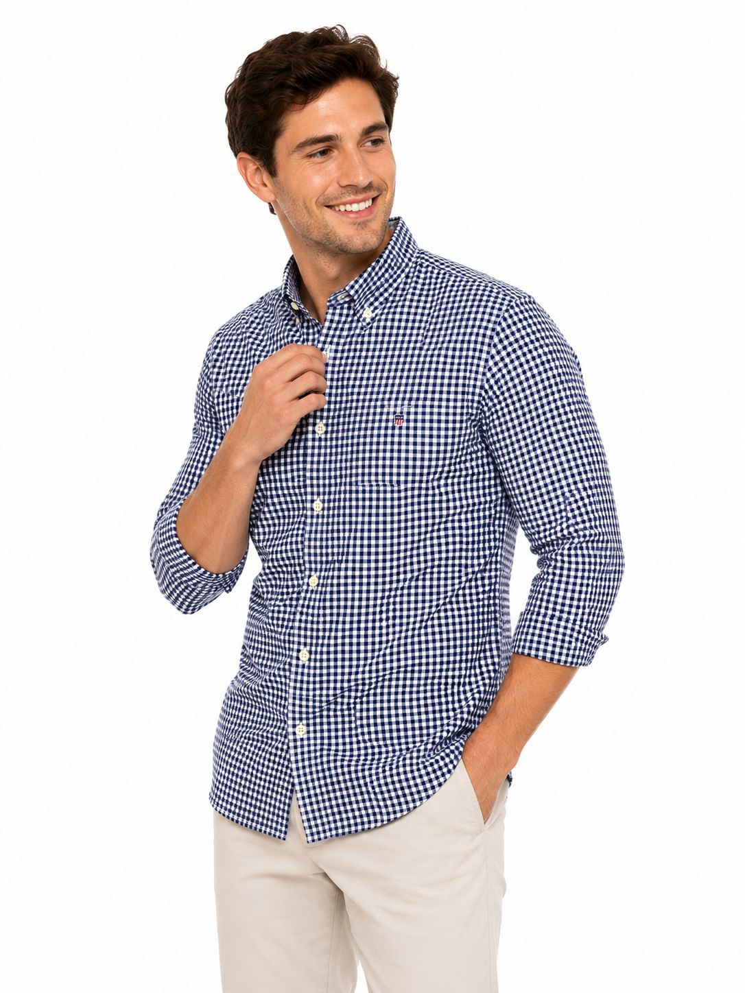 GANT Herren Hemd The Broadcloth Gingham Regular Fit Langarm 410 MARINE