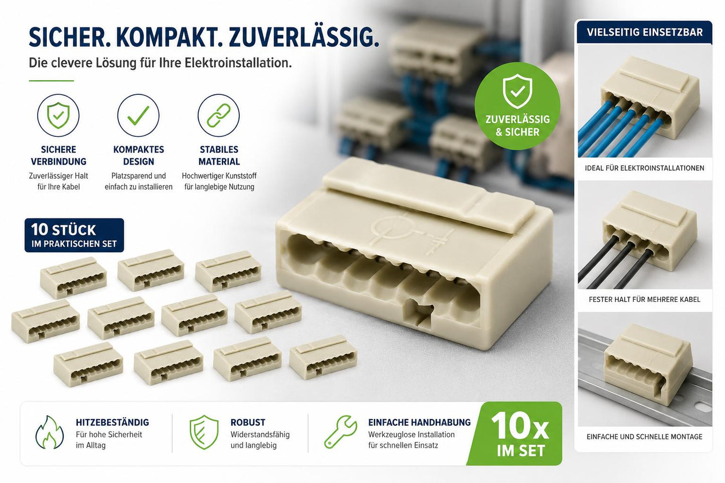 WAGO Micro-Dosenklemme 0,6–0,8 mm² Steckklemme 10 Stück