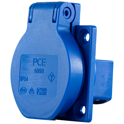 REV Schutzkontakt Einbau-Steckdose IP54 Klappdeckel Blau 16A 250V 0510005555