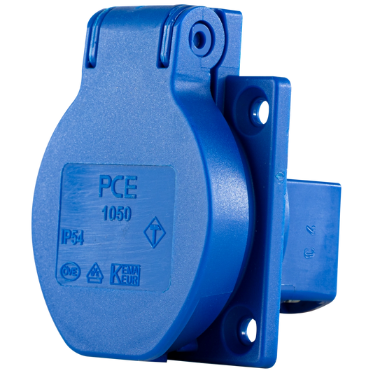 REV Schutzkontakt Einbau-Steckdose IP54 Klappdeckel Blau 16A 250V 0510005555