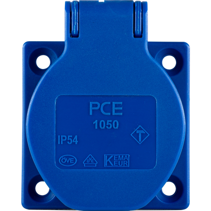 REV Schutzkontakt Einbau-Steckdose IP54 Klappdeckel Blau 16A 250V 0510005555