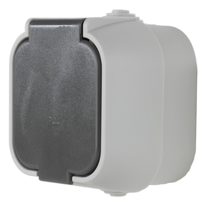 REV Aufputz Steckdose IP44 Grau Feuchtraum Außen Klappdeckel 16A 0510216777