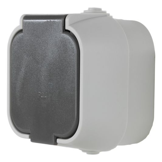 REV Aufputz Steckdose IP44 Grau Feuchtraum Außen Klappdeckel 16A 0510216777