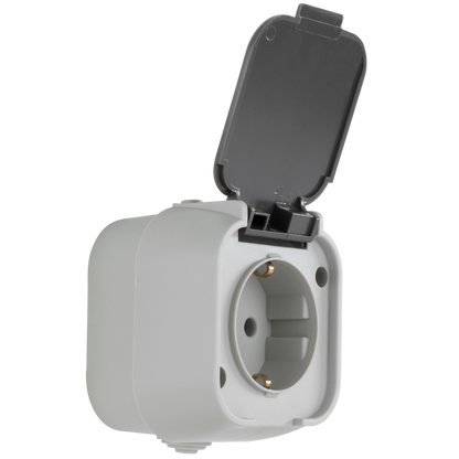 REV Aufputz Steckdose IP44 Grau Feuchtraum Außen Klappdeckel 16A 0510216777