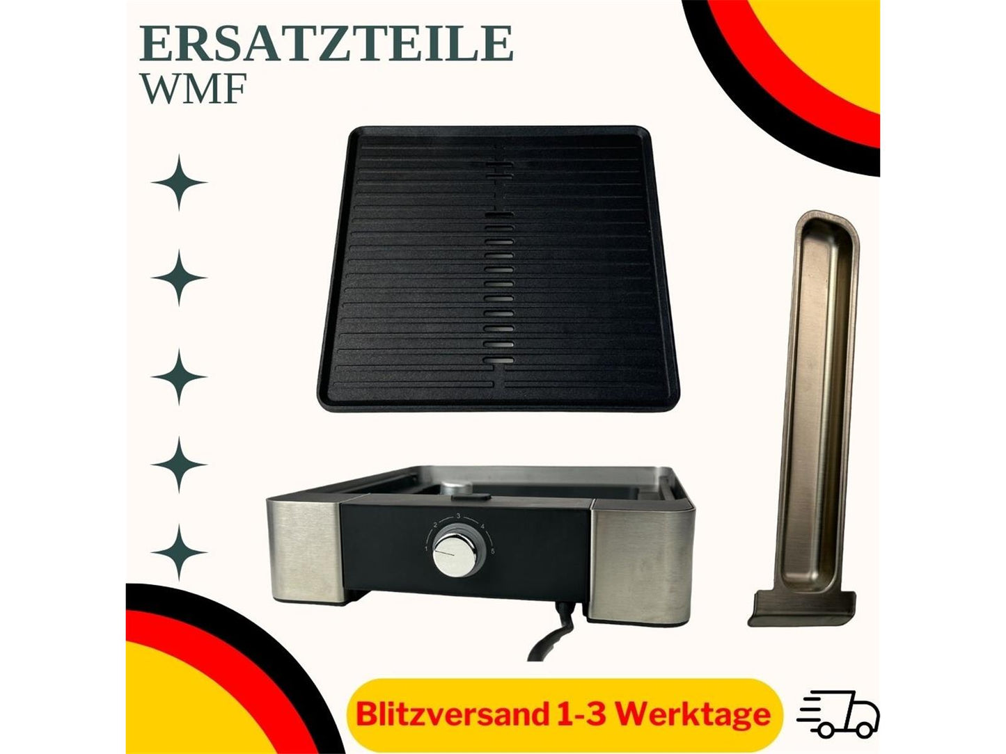 Ersatzteile für WMF Lono Tischgrill Quadro Grillplatte, Grill Ersatzteile