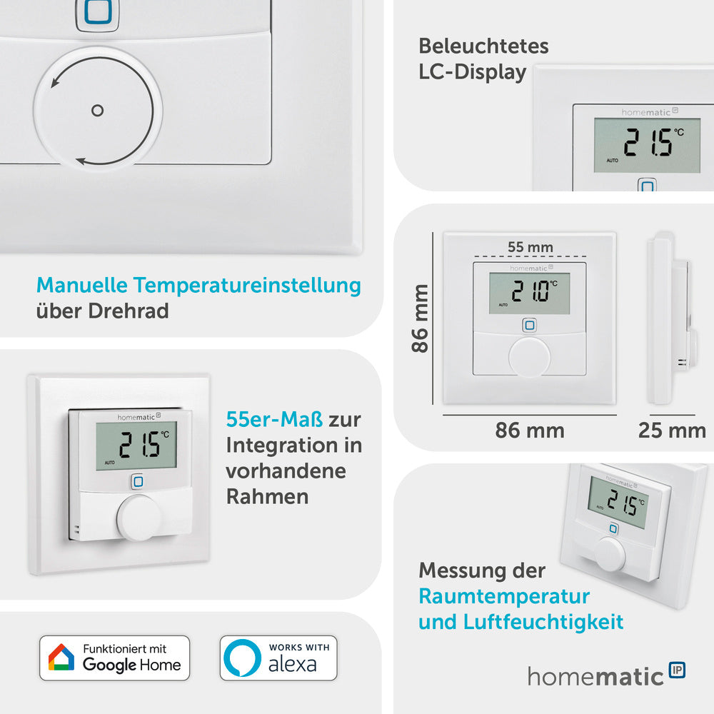 Homematic IP HmIP-WTH-2 Wandthermostat Luftfeuchtigkeit 143159