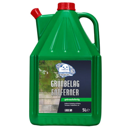 ROBBYROB Premium Grünbelagentferner 5L Gebrauchsfertig gegen Algen, Moos & Flechten  Für Terrasse Balkon Gehwege, Beton & Naturstein