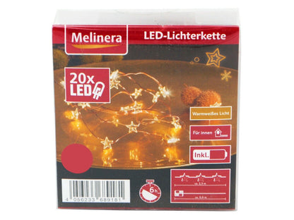 Melinera LED-Lichterkette 20x LED Weihnachtsdeko 2,3 m 6-std Weihnachten