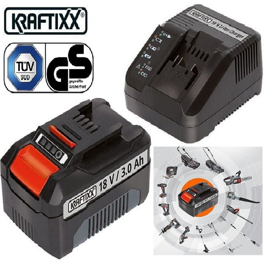 KRAFTIXX Akku und Ladegerät 18V 3.0Ah Lithium-Ionen- Starter Kit Neu