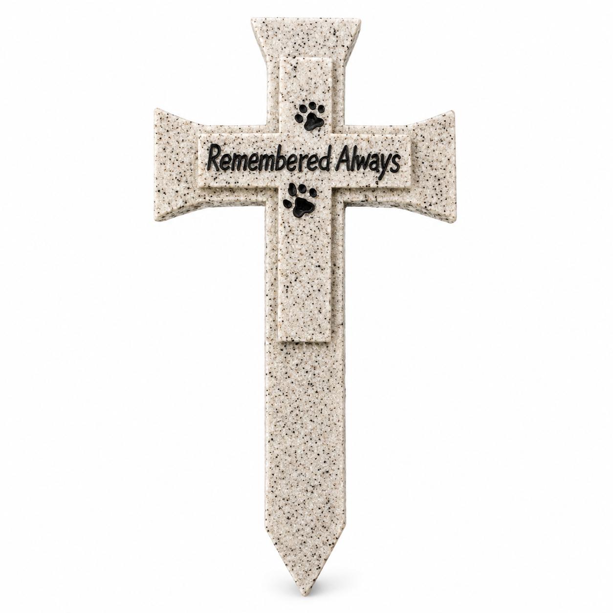 Vivid Arts Remembered Always Pet Memorial Cross Grey by Vivid Arts