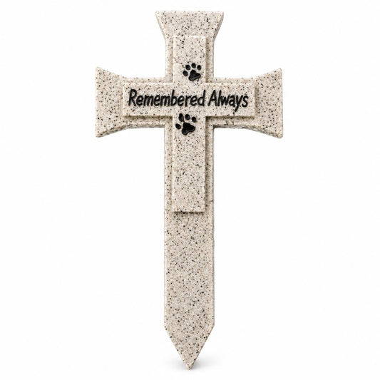 Vivid Arts Remembered Always Pet Memorial Cross Grey by Vivid Arts