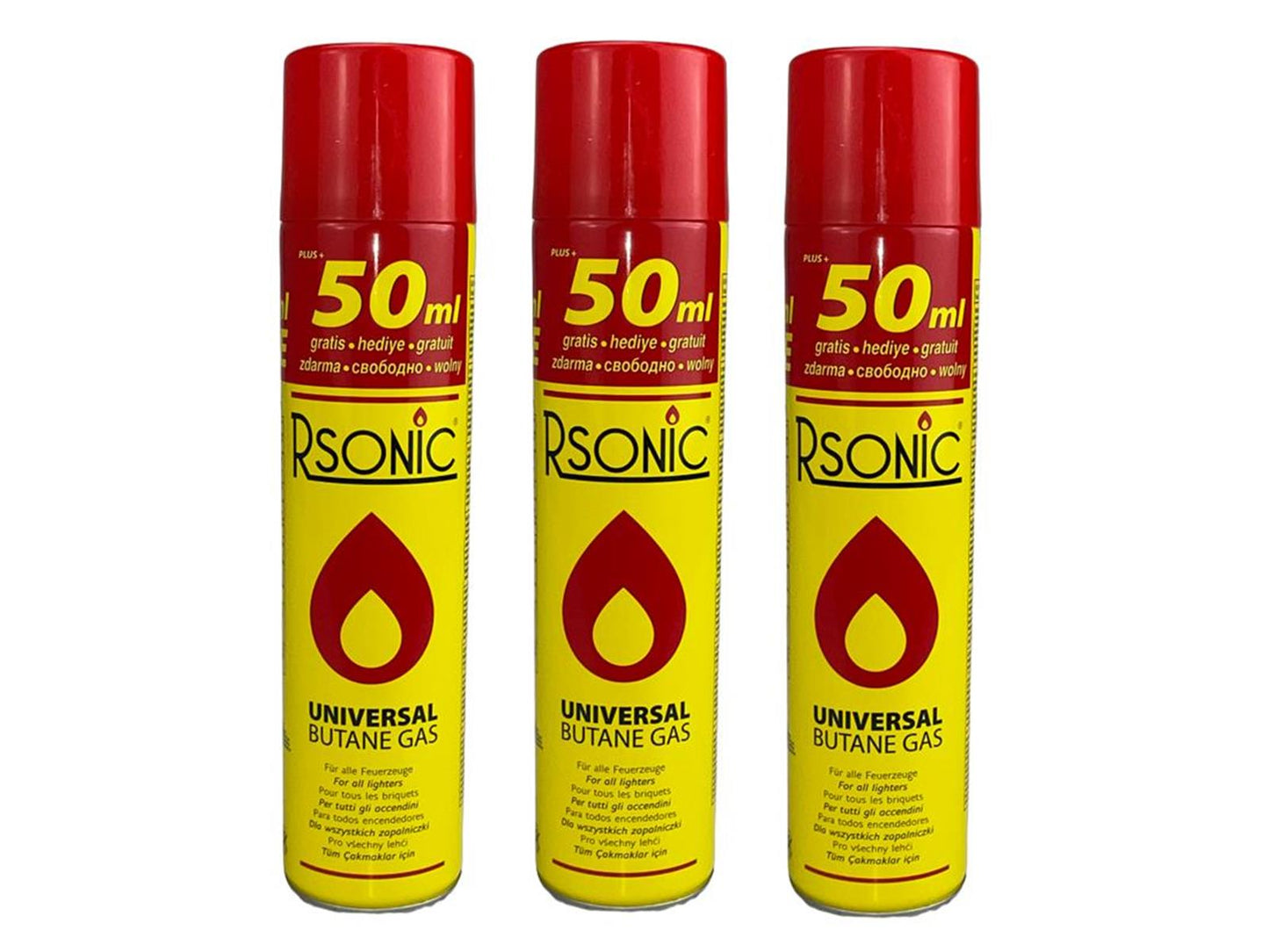 Rsonic Universal Feuerzeuggas Nachfüllgas Feuerzeug Gas 3x300ml