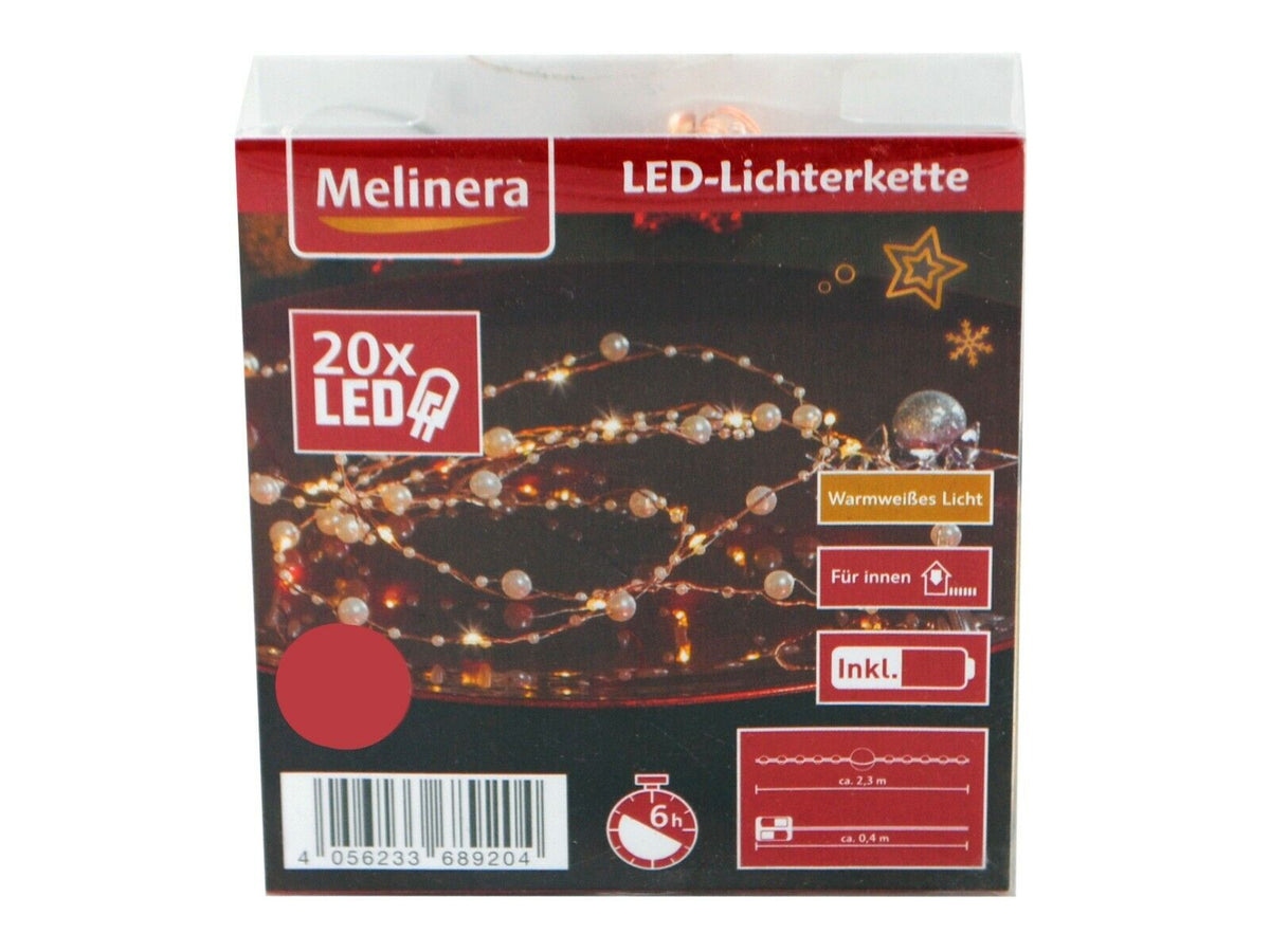 Melinera LED-Lichterkette 20x LED Weihnachtsdeko 2,3 m 6-std Weihnachten