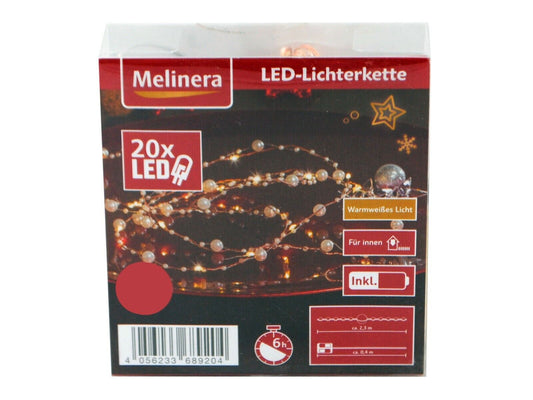 Melinera LED-Lichterkette 20x LED Weihnachtsdeko 2,3 m 6-std Weihnachten