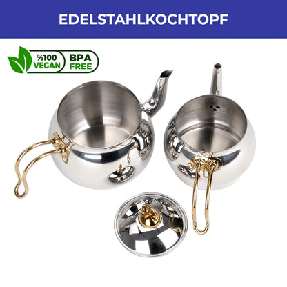 Teekanne Set – 304 Edelstah 18/10l | Induktionsgeeignet | Spülmaschinenfest BONERA