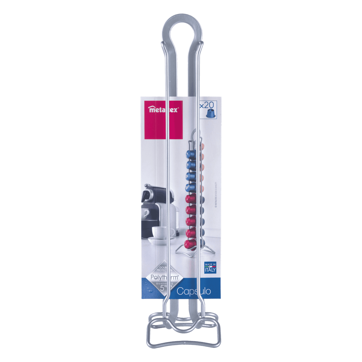 Metaltex Capsulo 20 Kapselhalter für 20 Kaffeekapseln Silber