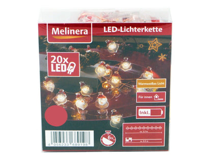 Melinera LED-Lichterkette 20x LED Weihnachtsdeko 2,3 m 6-std Weihnachten