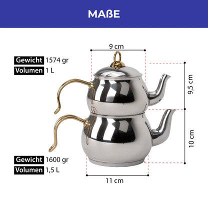 Teekanne Set – 304 Edelstah 18/10l | Induktionsgeeignet | Spülmaschinenfest BONERA