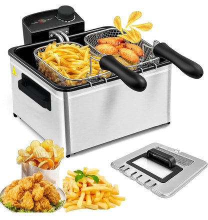 Ambiano XL Kaltzonen-Fritteuse 5L 2000W Edelstahl mit 3 Frittierkörben