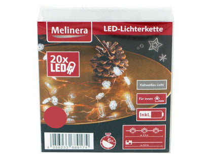Melinera LED-Lichterkette 20x LED Weihnachtsdeko 2,3 m 6-std Weihnachten