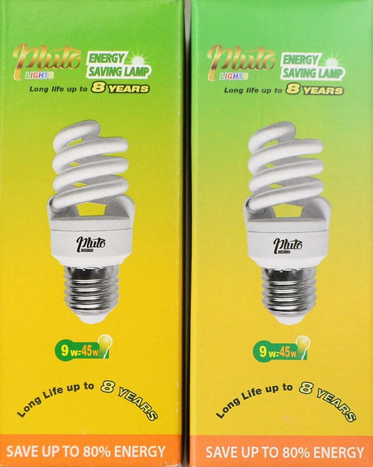 Pluto  2x Energy Saving Lamp 9w=45 w  MO-FS9WE276DL enrg A