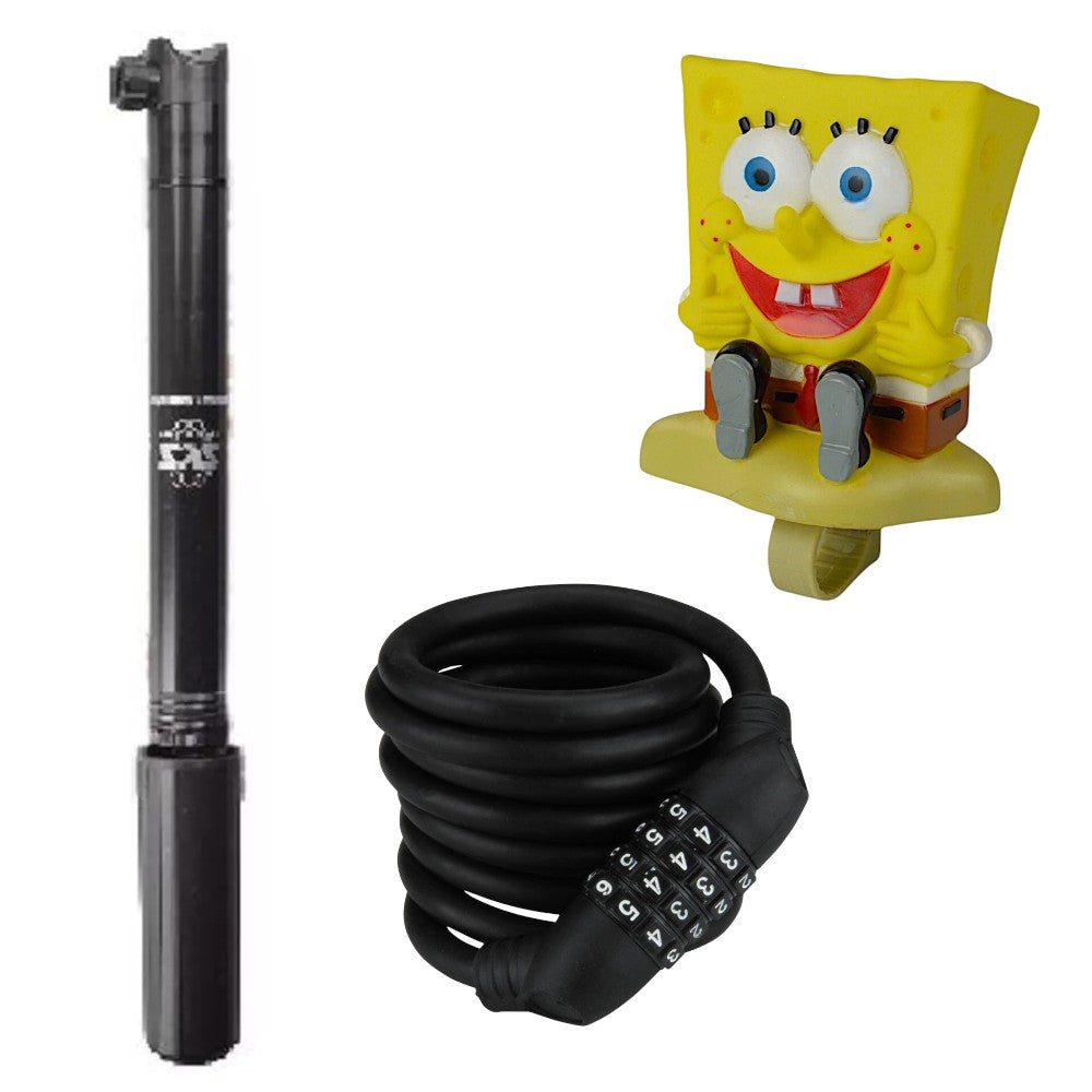 Fahrrad Zubehör Schloss inkl. Pumpe & Hupe Set