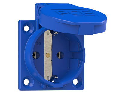 REV Schutzkontakt Einbau-Steckdose IP54 Klappdeckel Blau 16A 250V 0510005555