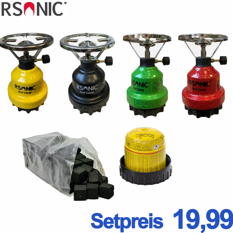RSonic Gaskocher 1x 190gr Kartusche & 1kg Kohle