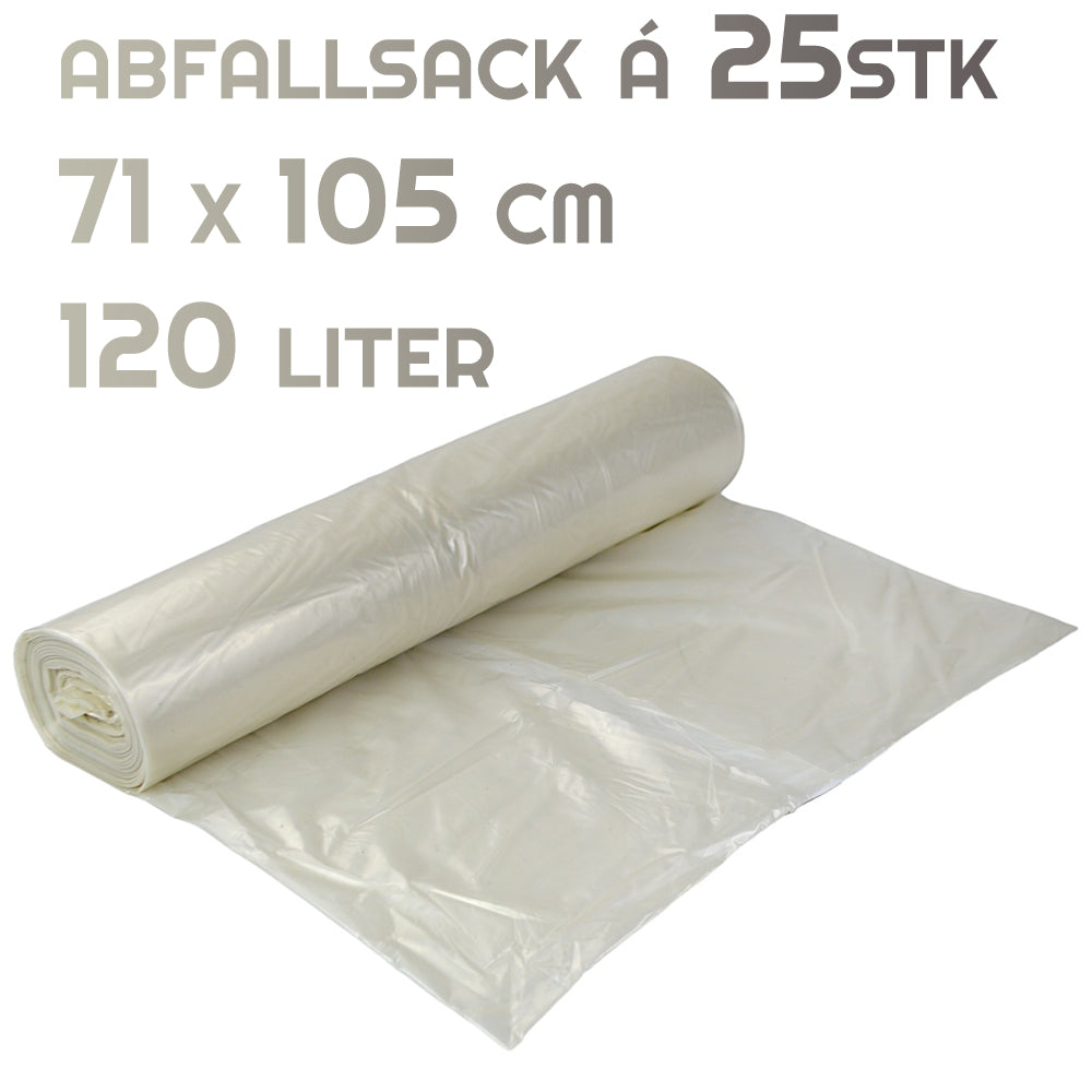 Abfallsack 120 Liter, Transparent 71x105 cm Müllbeutel