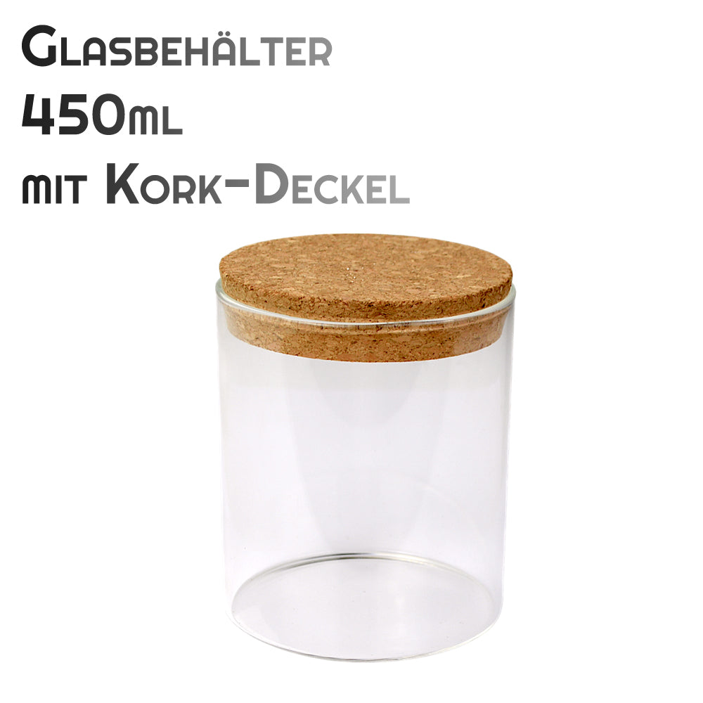 Glasbehälter mit Korkdeckel, 450 ml