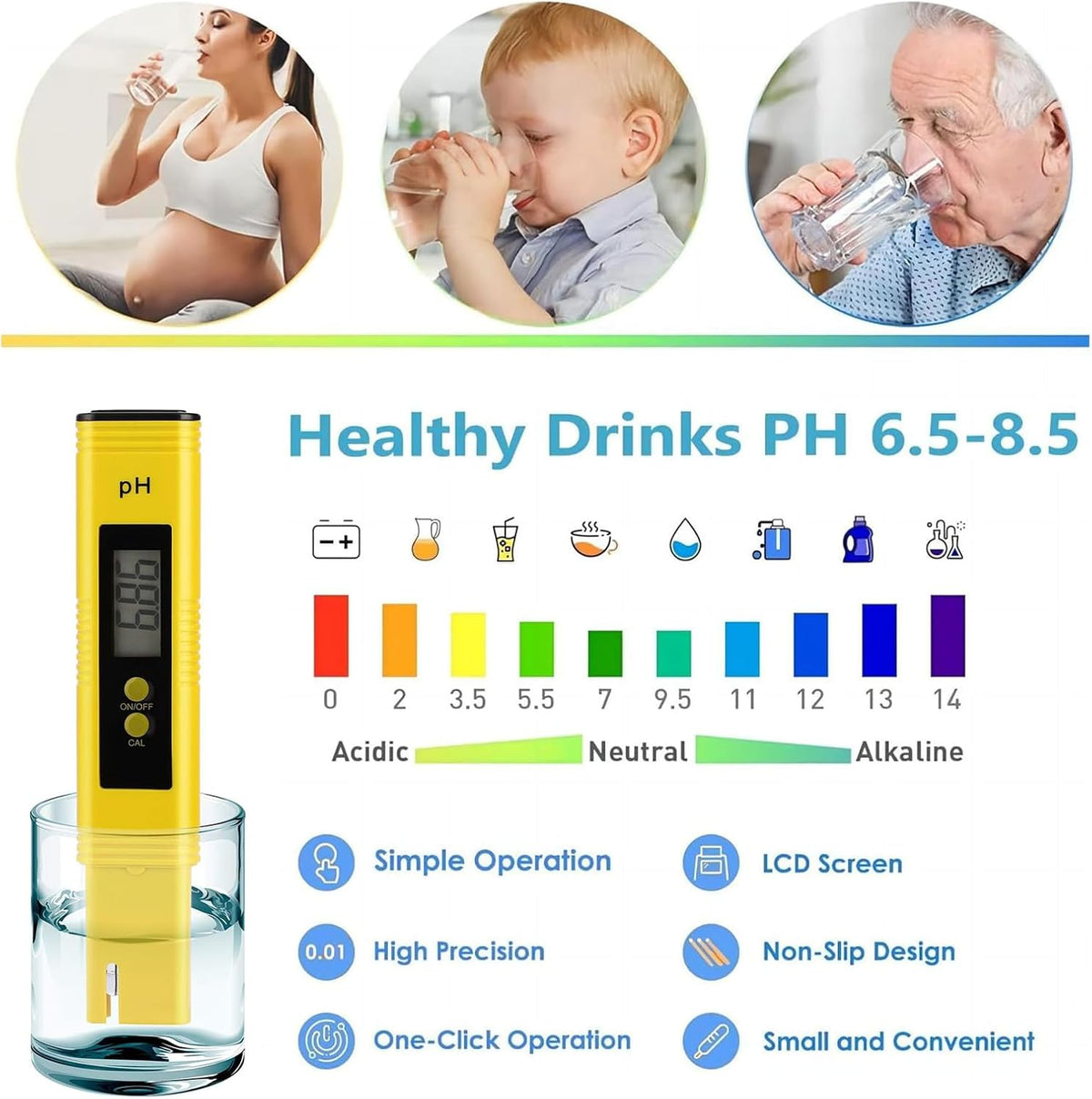 BOLWINS L41C Digitales pH Messgerät Wasserqualität Tester LCD Aquarium Pool