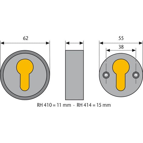 ABUS RH410 Schutzrosette Sicherheitsrosette Profilzylinder 11 mm Einbruchschutz
