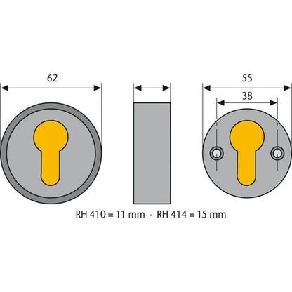 ABUS RH410 Schutzrosette Sicherheitsrosette Profilzylinder 11 mm Einbruchschutz