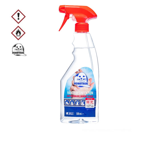 ROBBYROB Händedesinfektion flüssig 500ml – 2er Pack 1 Liter Zuverlässige Hand-Hygiene im Set  Beseitigt 99,9% Bakterien & Viren
